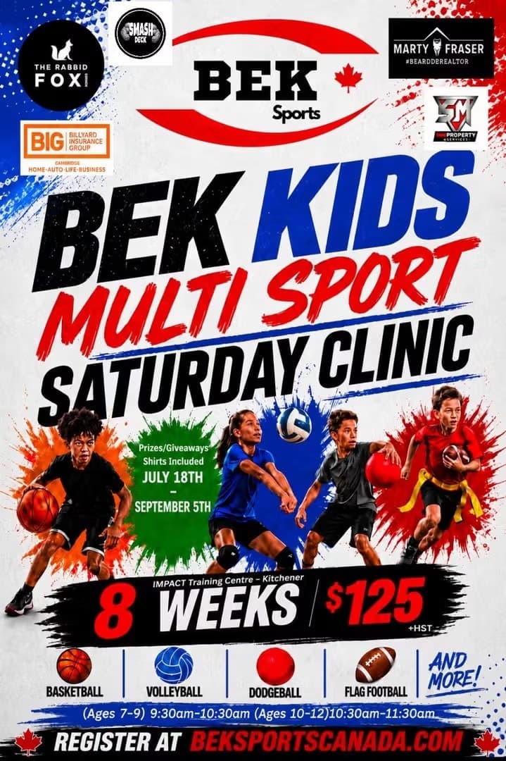 BEK Kids Multi-Sport Saturday Camp flyer